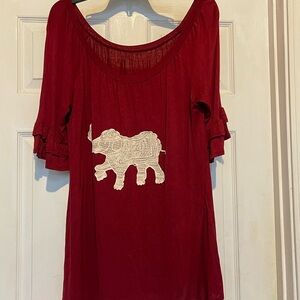 Alabama boutique blouse with embroidered elephant